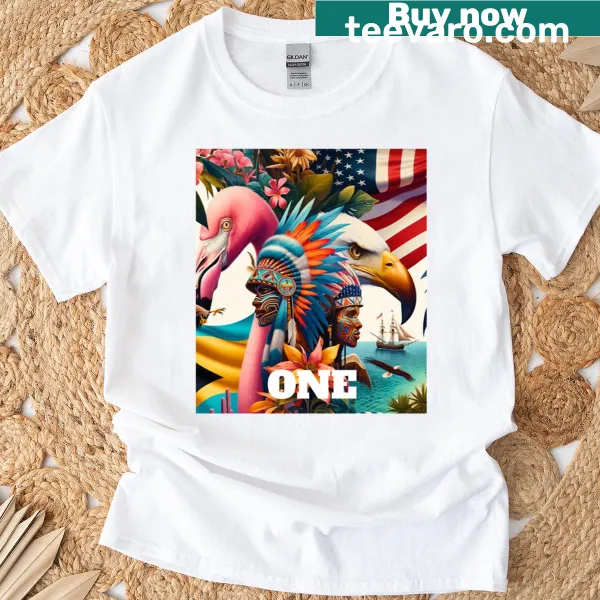 Illustration of Bahamian culture on T-shirt