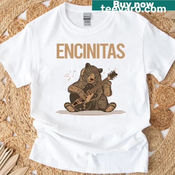 Illustration of bear playing guitar on T-shirt