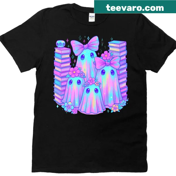 Humorous Halloween T-shirt featuring a pumpkin with glasses and a book
