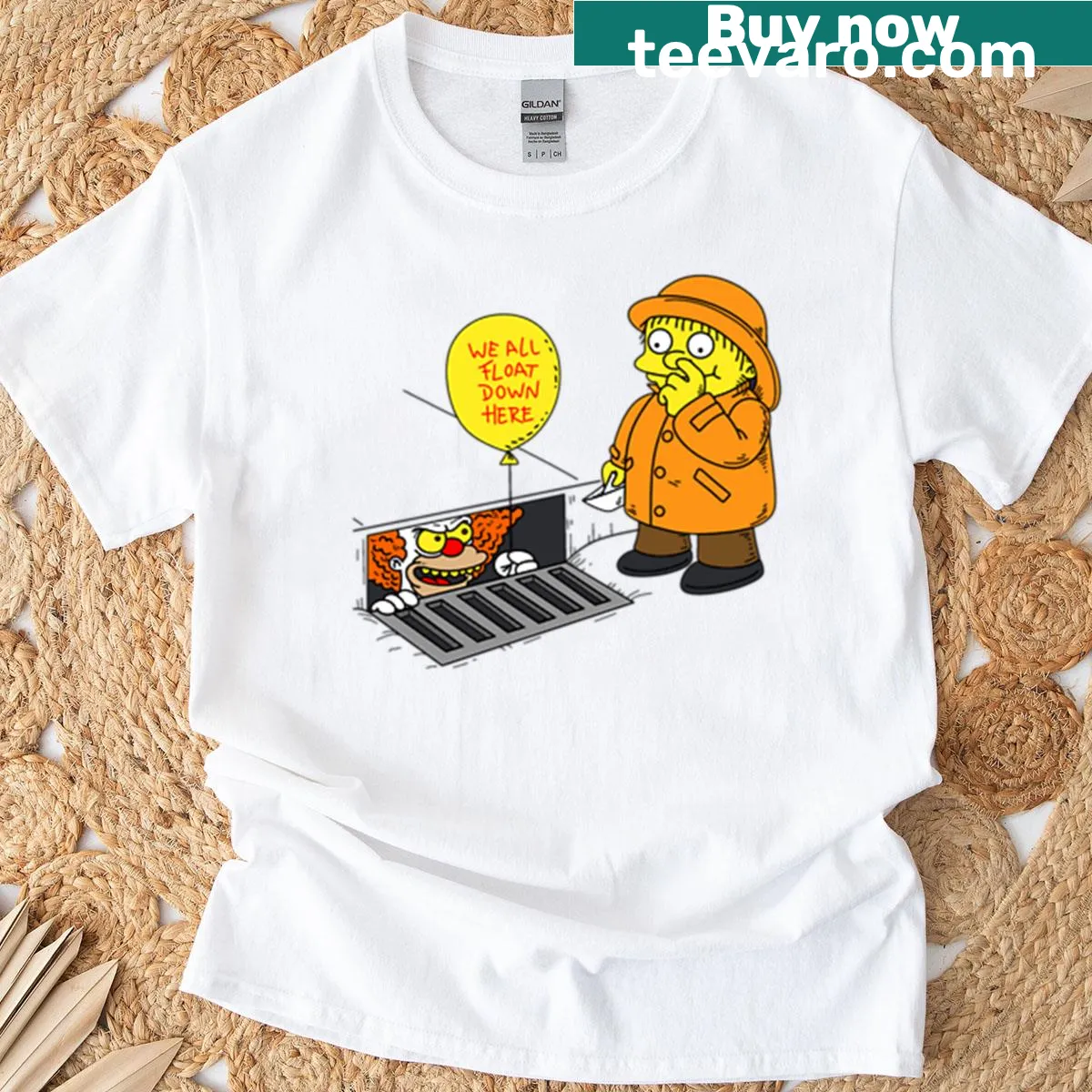 Retro cartoon clown t-shirt for horror movie fans — on a men's t-shirt