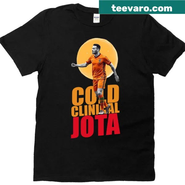 Minimalist typography design on Cold Clinical Jota t-shirt