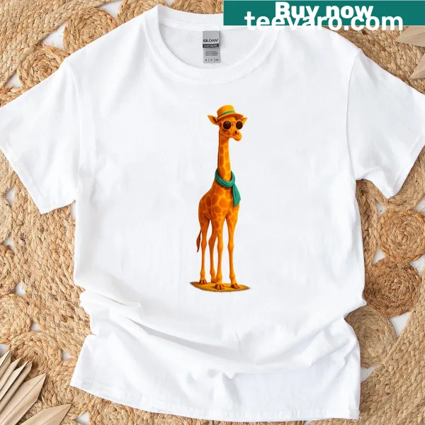 3D illustration of a summer-themed giraffe on T-shirt
