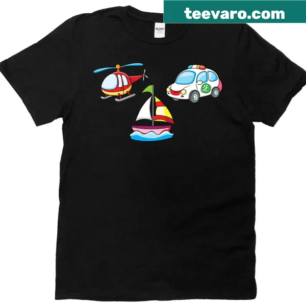 Cute toddler shirt with playful vehicle illustrations