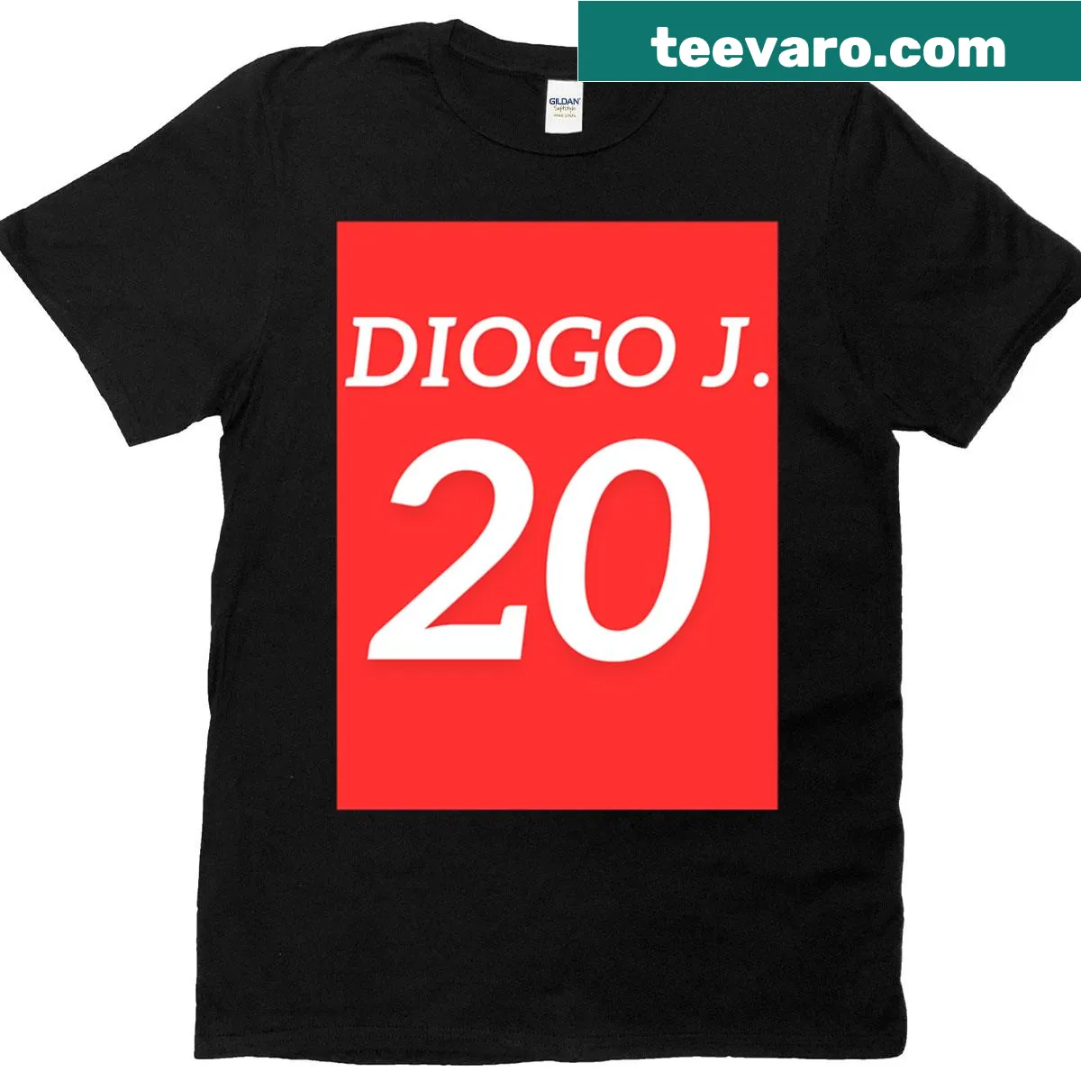 Bold jersey style T-shirt featuring Diogo Jota's number 20 — on a men's t-shirt