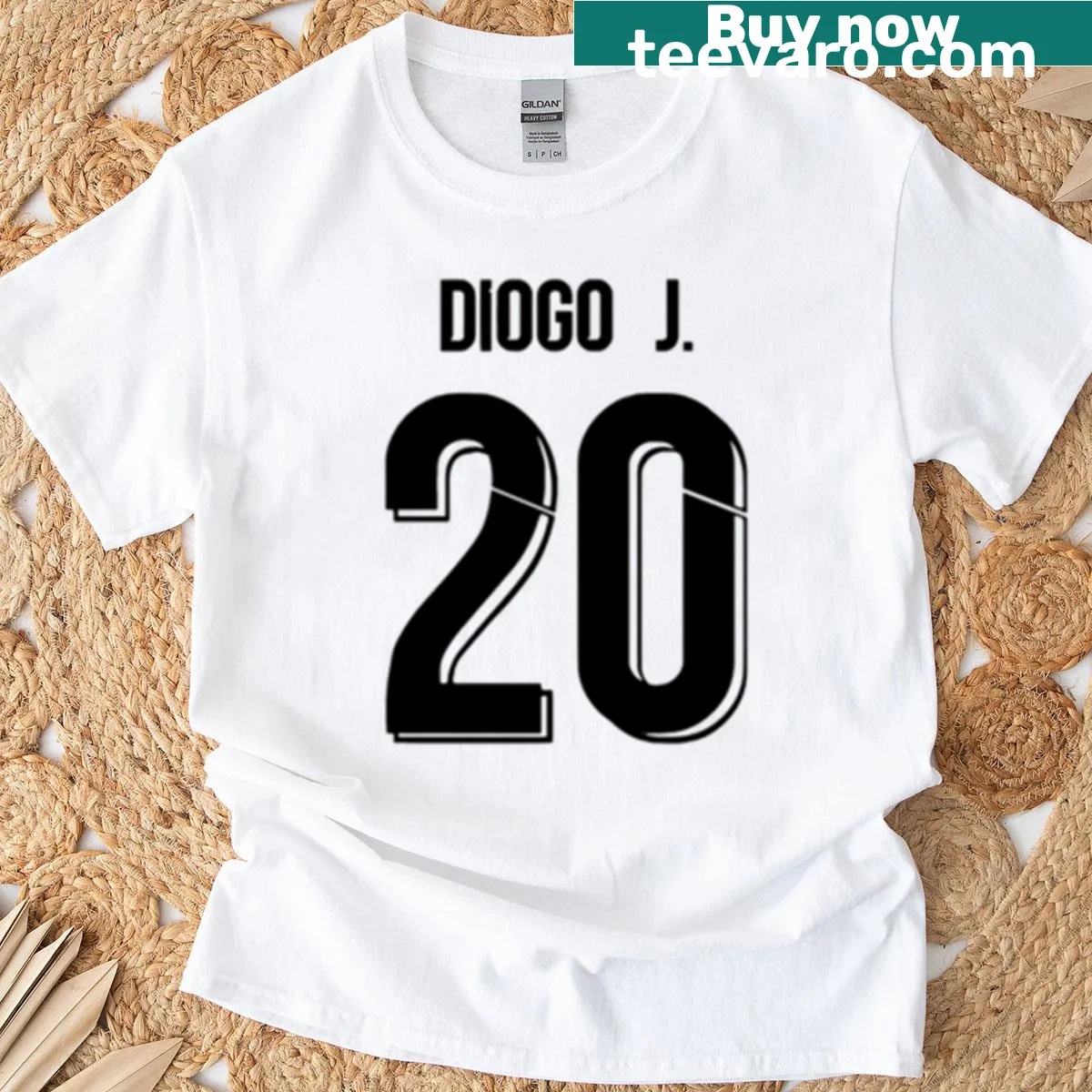T-shirt featuring Diogo Jota in jersey style design — on a men's t-shirt
