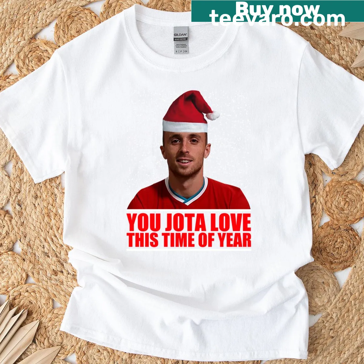 Festive Diogo Jota t-shirt featuring a cheerful Christmas design — on a men's t-shirt