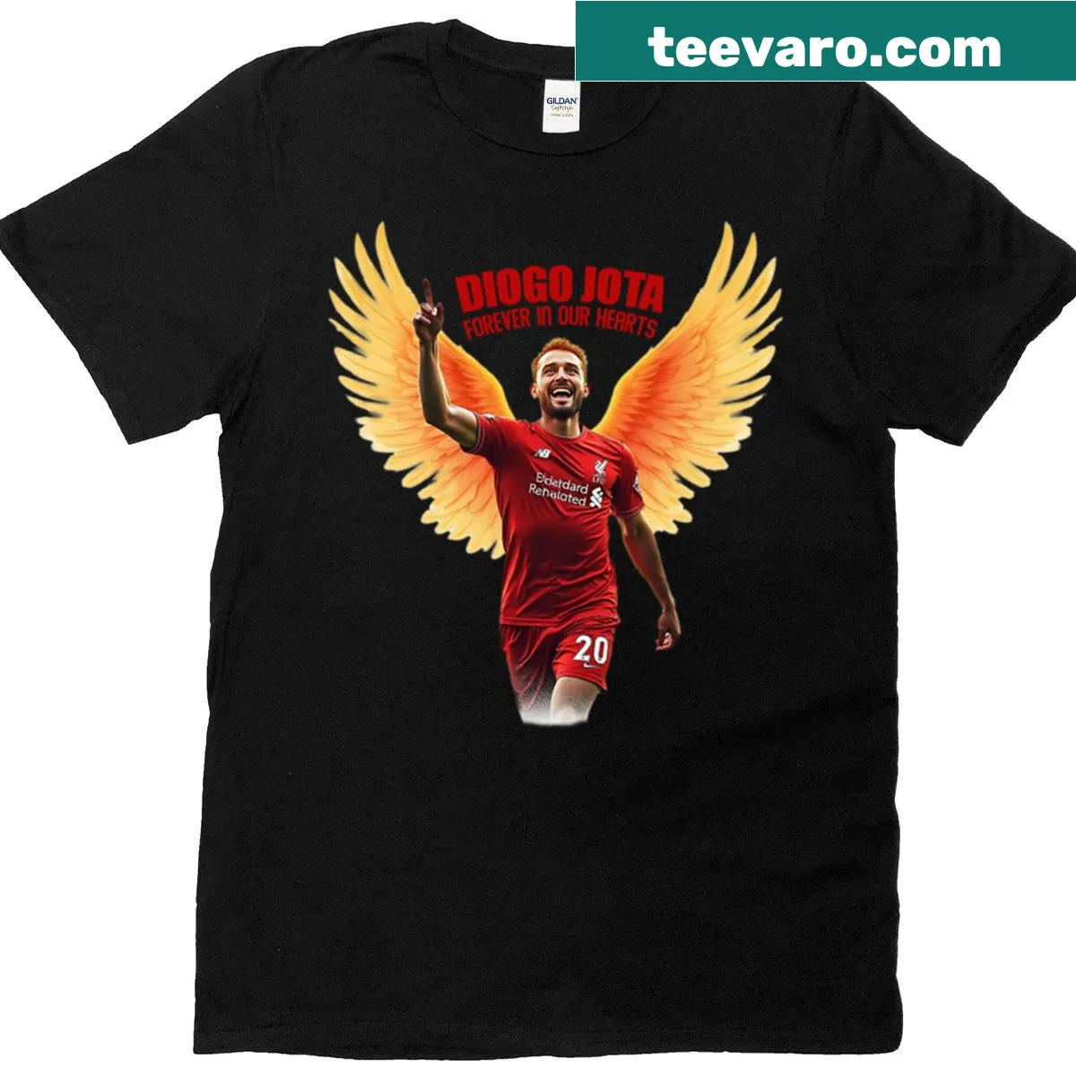 Diogo Jota footballer t-shirt featuring his name — on a men's t-shirt