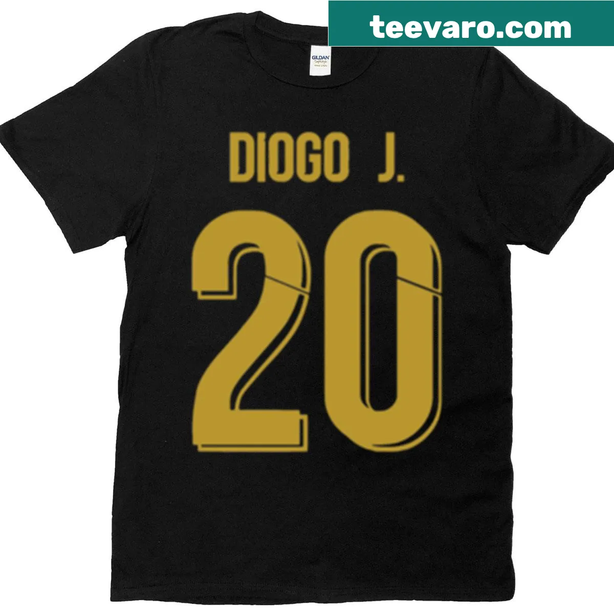 Typography T-shirt featuring the name of Diogo Jota in bold letters. — on a men's t-shirt
