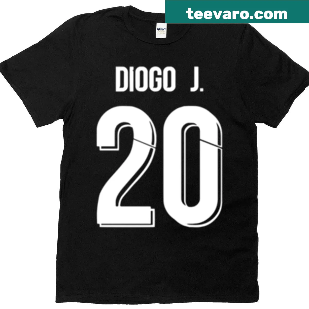 Diogo Jota home jersey T-shirt featuring his name and number — on a men's t-shirt