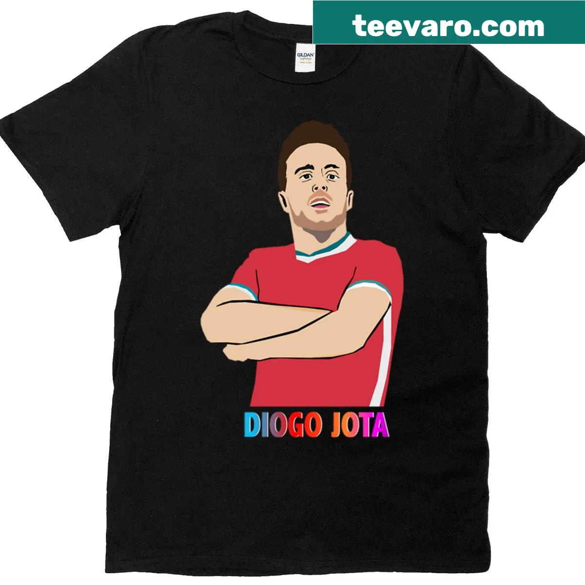 Illustrated Diogo Jota t-shirt featuring a stylized graphic of the player — on a men's t-shirt