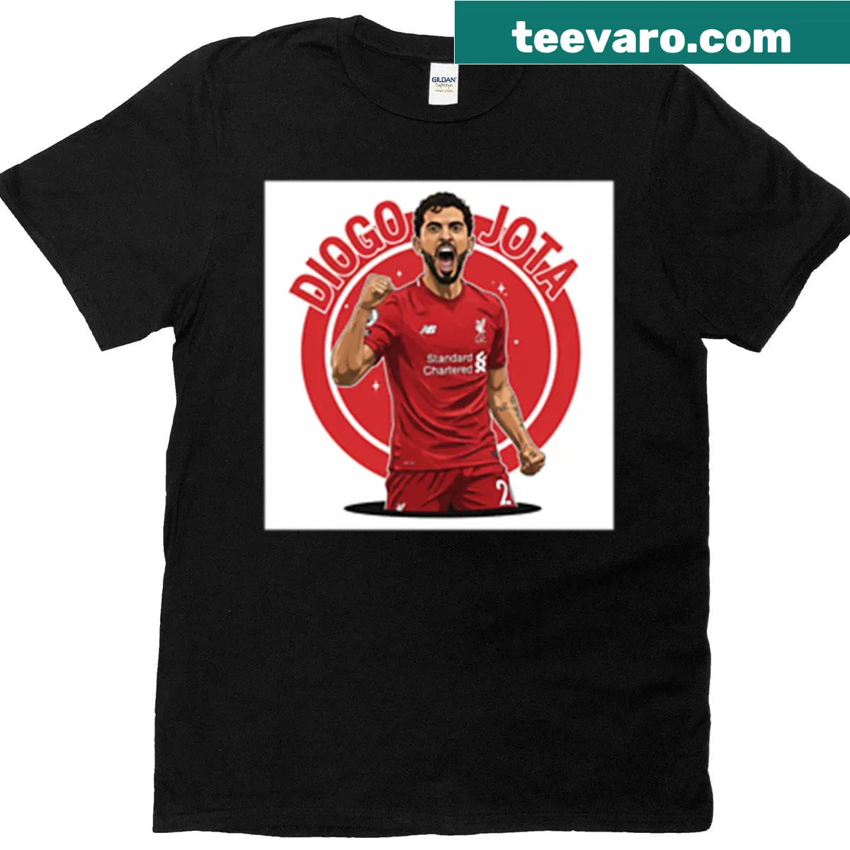 Diogo Jota Liverpool FC number 20 goal celebration t-shirt — on a men's t-shirt