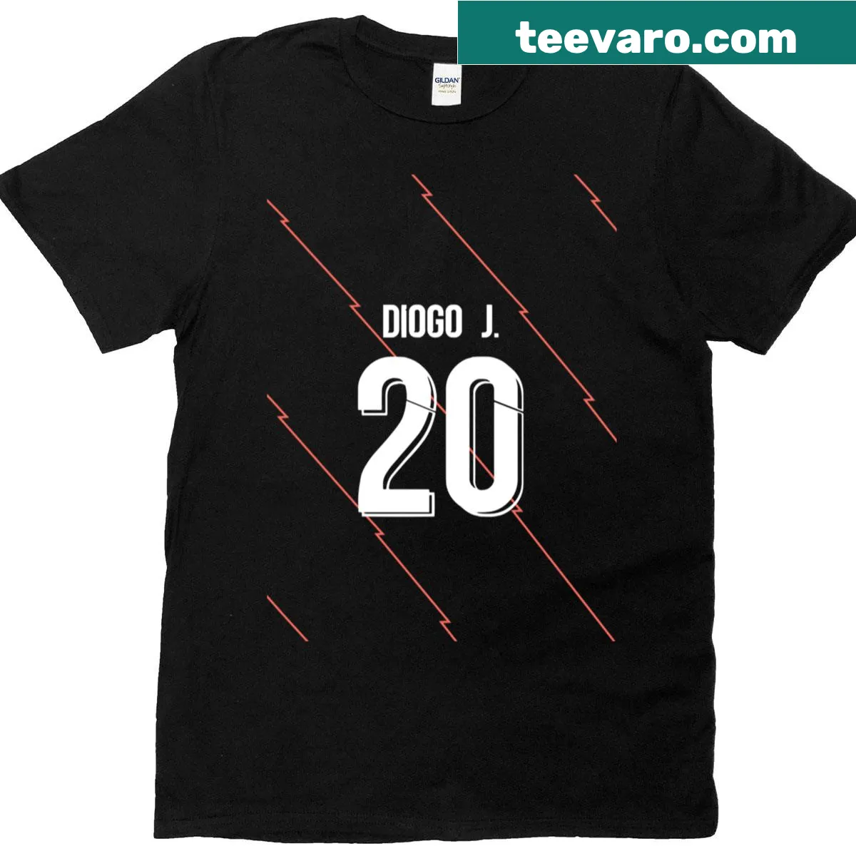 Diogo Jota Liverpool home jersey T-shirt for 2122 season — on a men's t-shirt