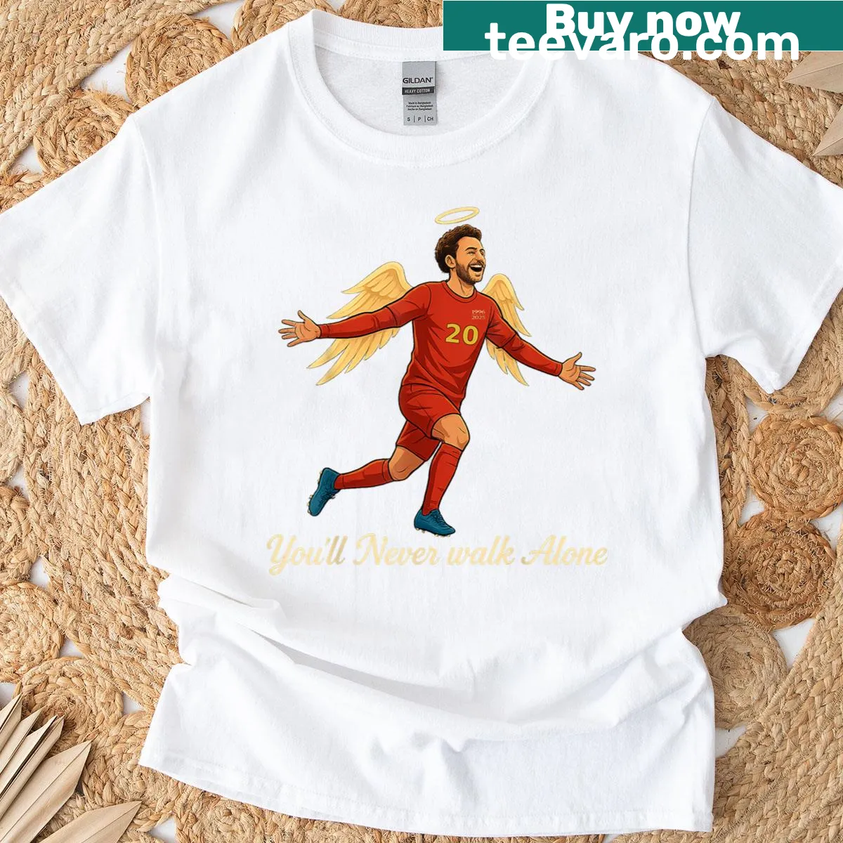 Memorial T-shirt for Diogo Jota featuring number 20 and years — on a men's t-shirt