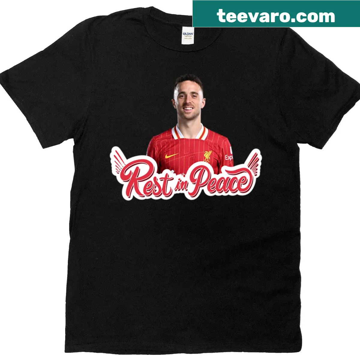 Diogo Jota rest in peace sticker t-shirt with graphic design — on a men's t-shirt
