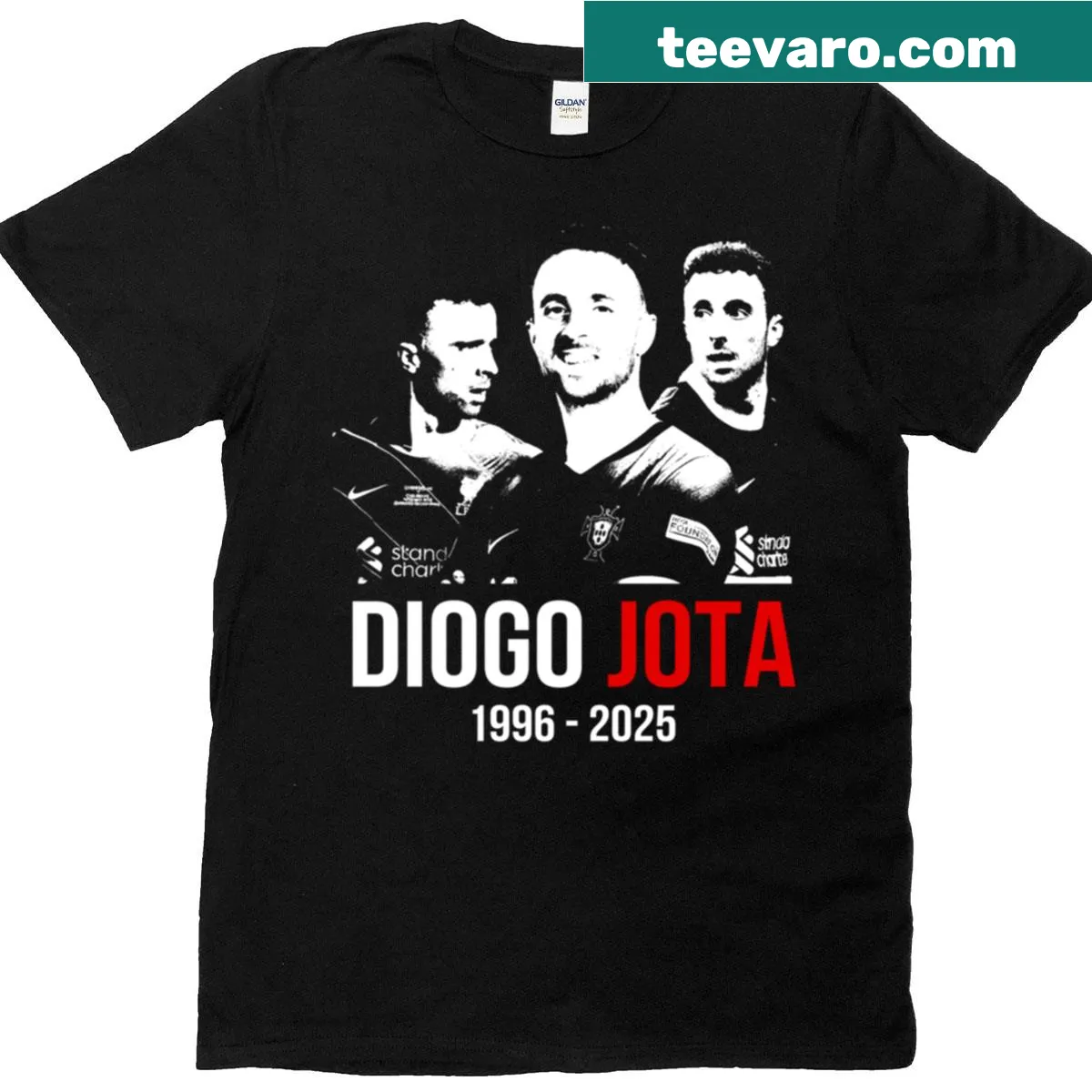 Tribute t-shirt honoring Diogo Jota with memorial text — on a men's t-shirt