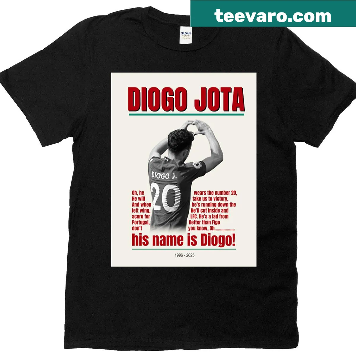 Tribute design for Diogo Jota, perfect for Liverpool fans — on a men's t-shirt