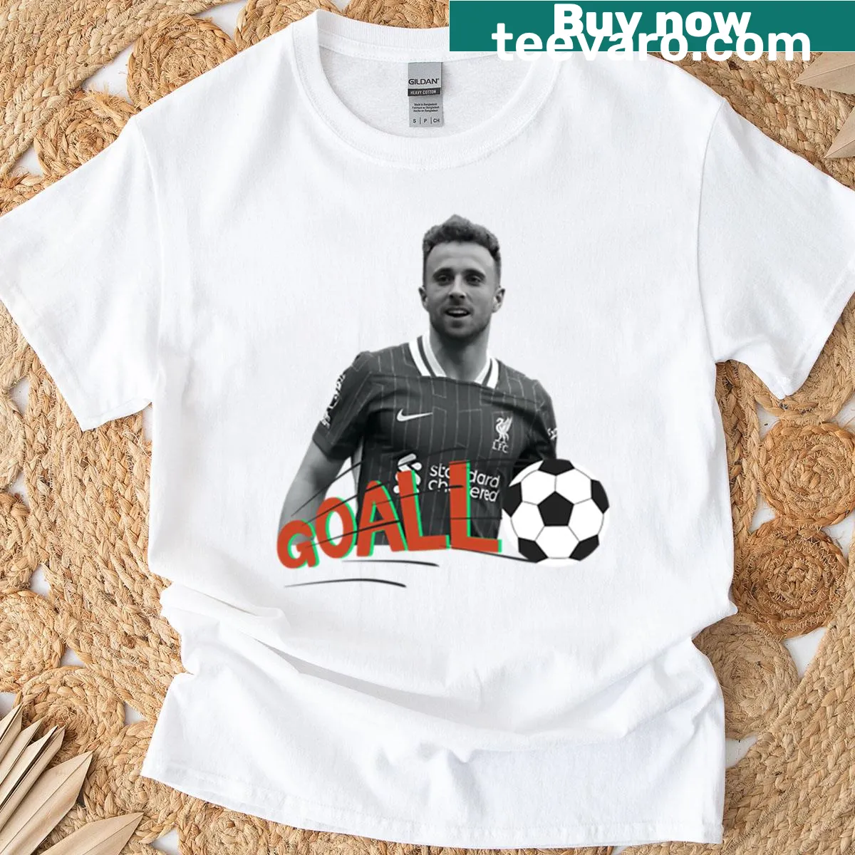 Tribute T-shirt featuring typographic design honoring Diogo Jota — on a men's t-shirt