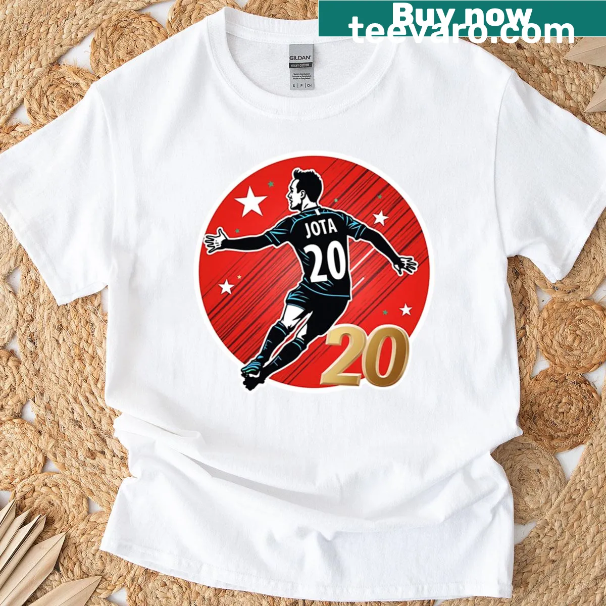 Liverpool football star Diogo Jota illustrated on a T-shirt — on a men's t-shirt