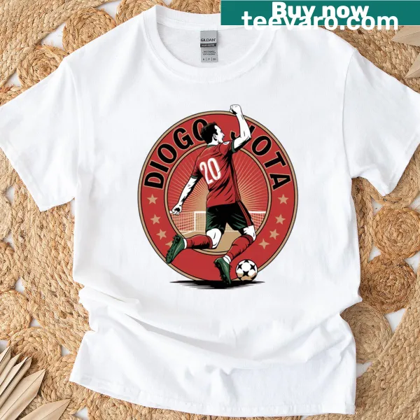 T-shirt featuring tribute design for Diogo Jota