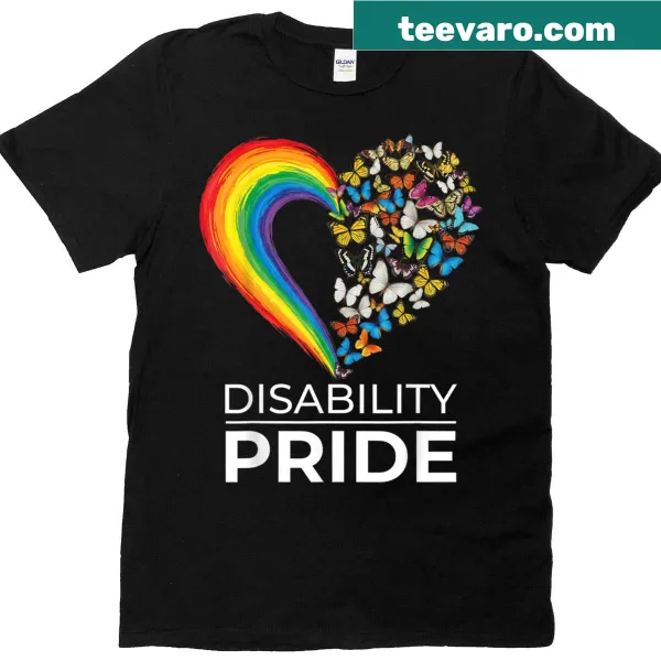 T-shirt featuring the Disability Pride Flag for awareness