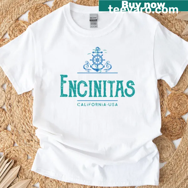 Nautical-themed oversized T-shirt featuring classic maritime symbols from Encinitas.