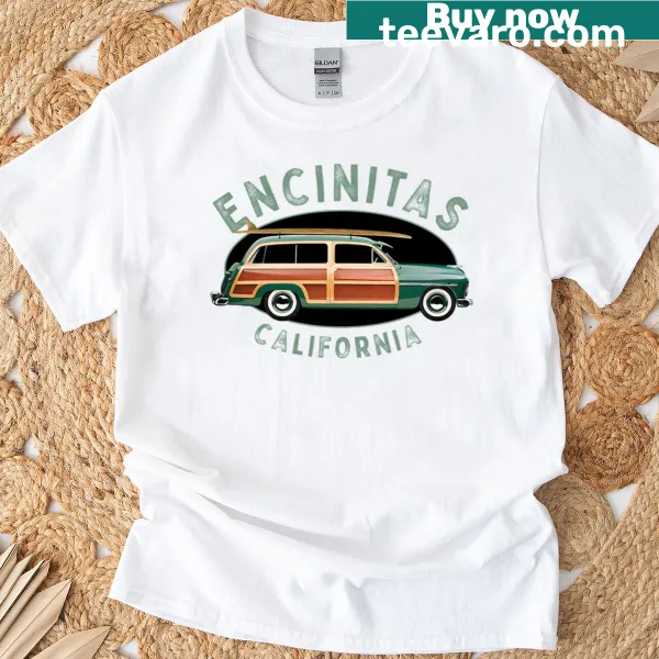 Vintage surfing design T-shirt representing Encinitas California