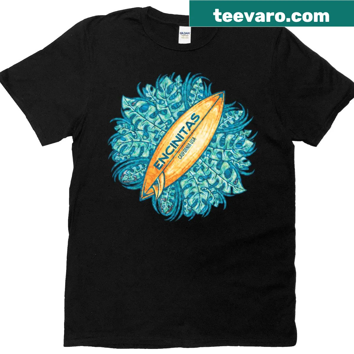 Oversized T-shirt with a tropical design showcasing palm trees — on a men's t-shirt