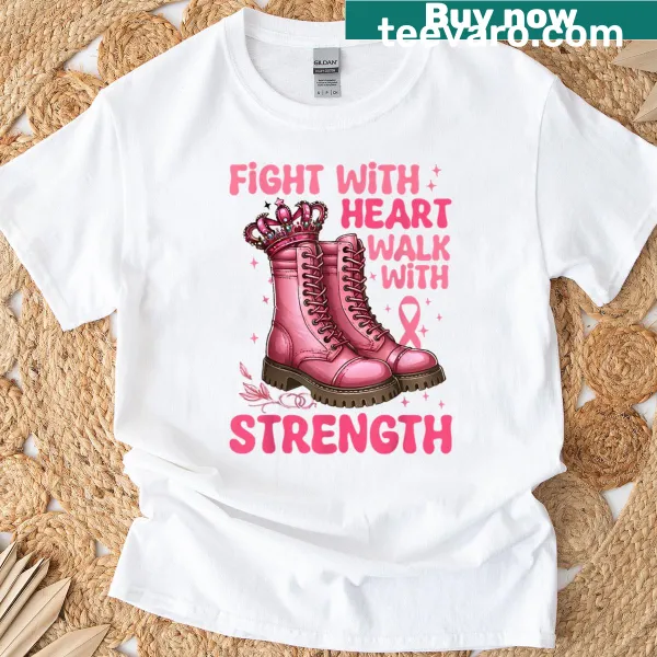 Pink t-shirt promoting breast cancer awareness with inspirational text