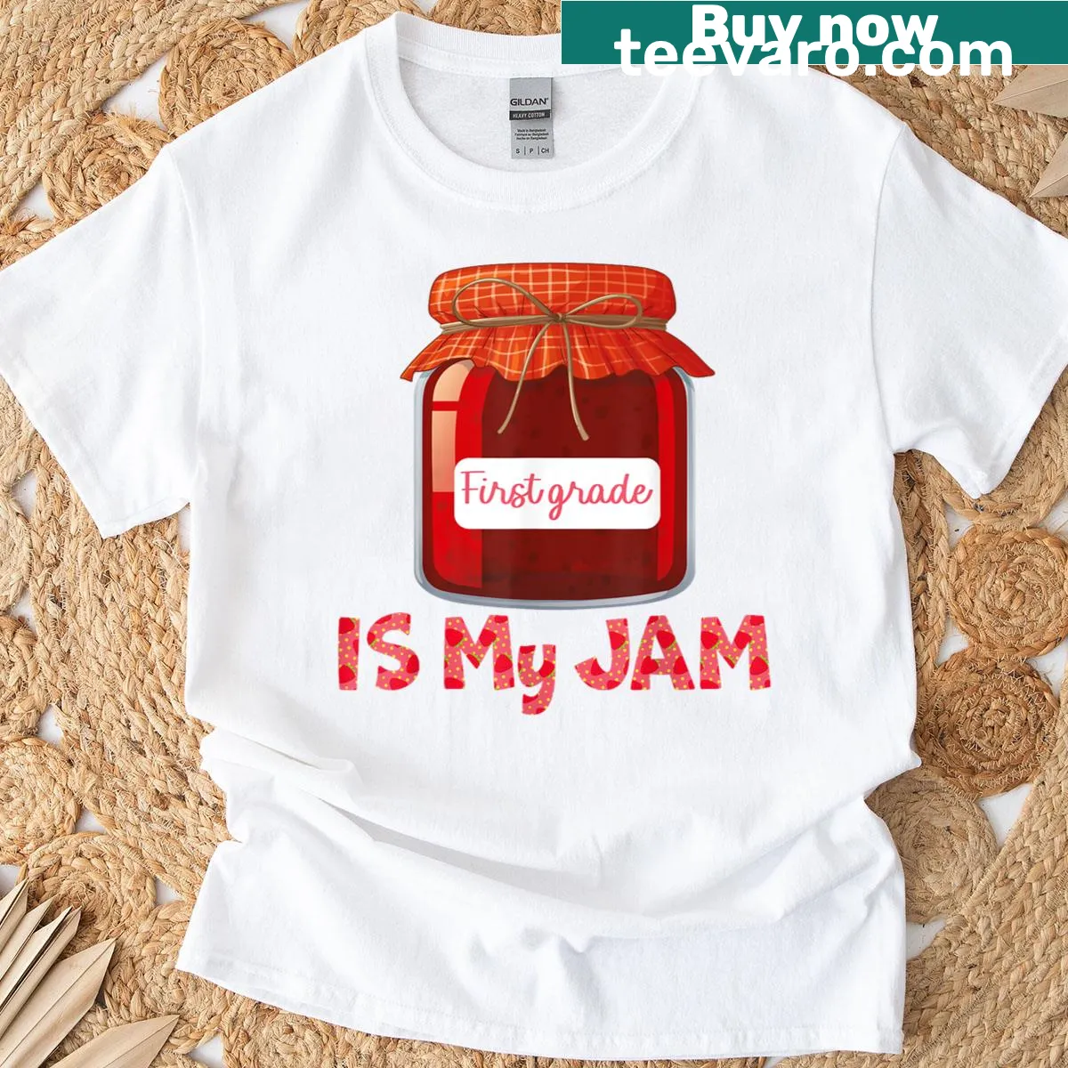 Cute teacher-themed t-shirt with a strawberry graphic — on a men's t-shirt