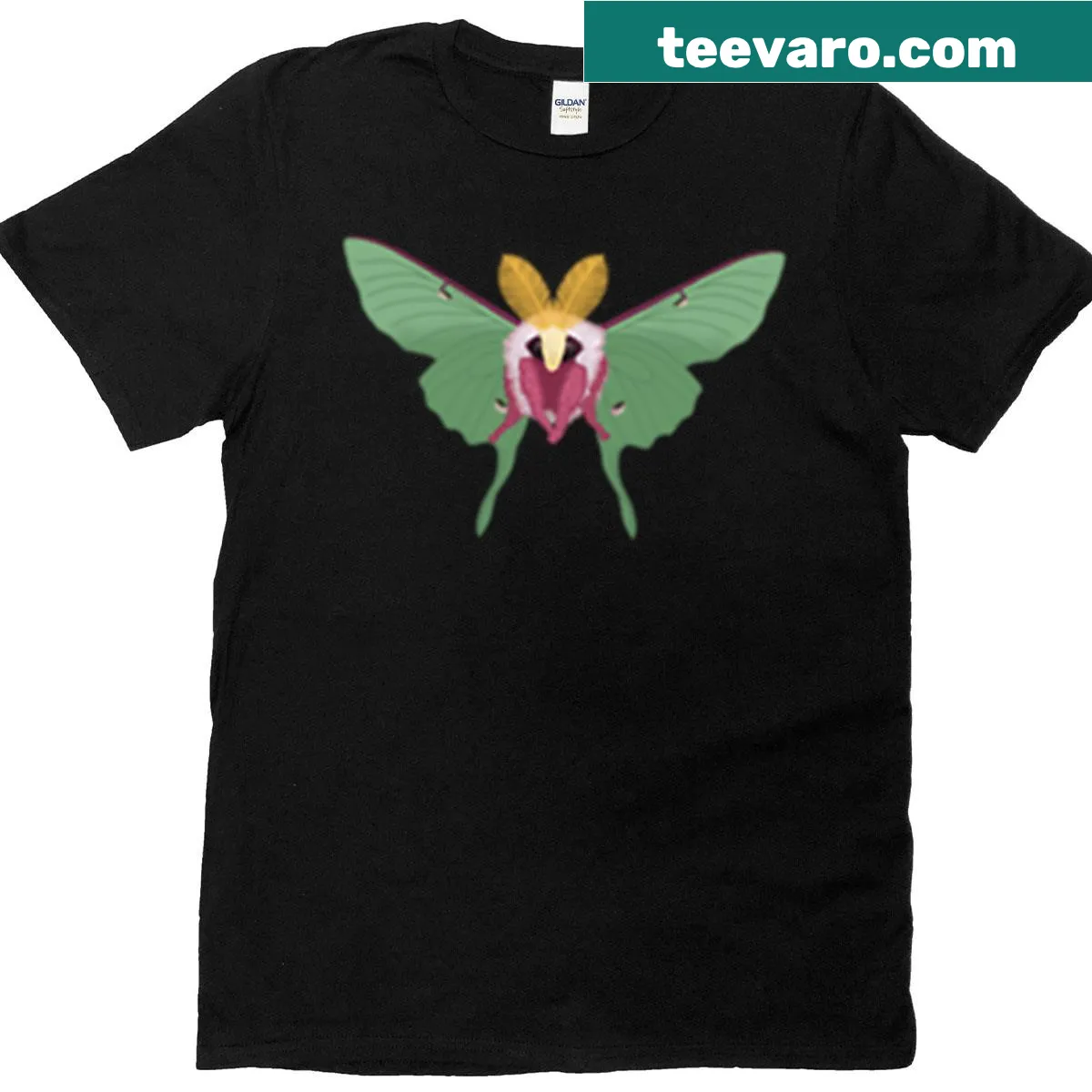 Illustration of a fluffy Luna moth on a cute t-shirt — on a men's t-shirt