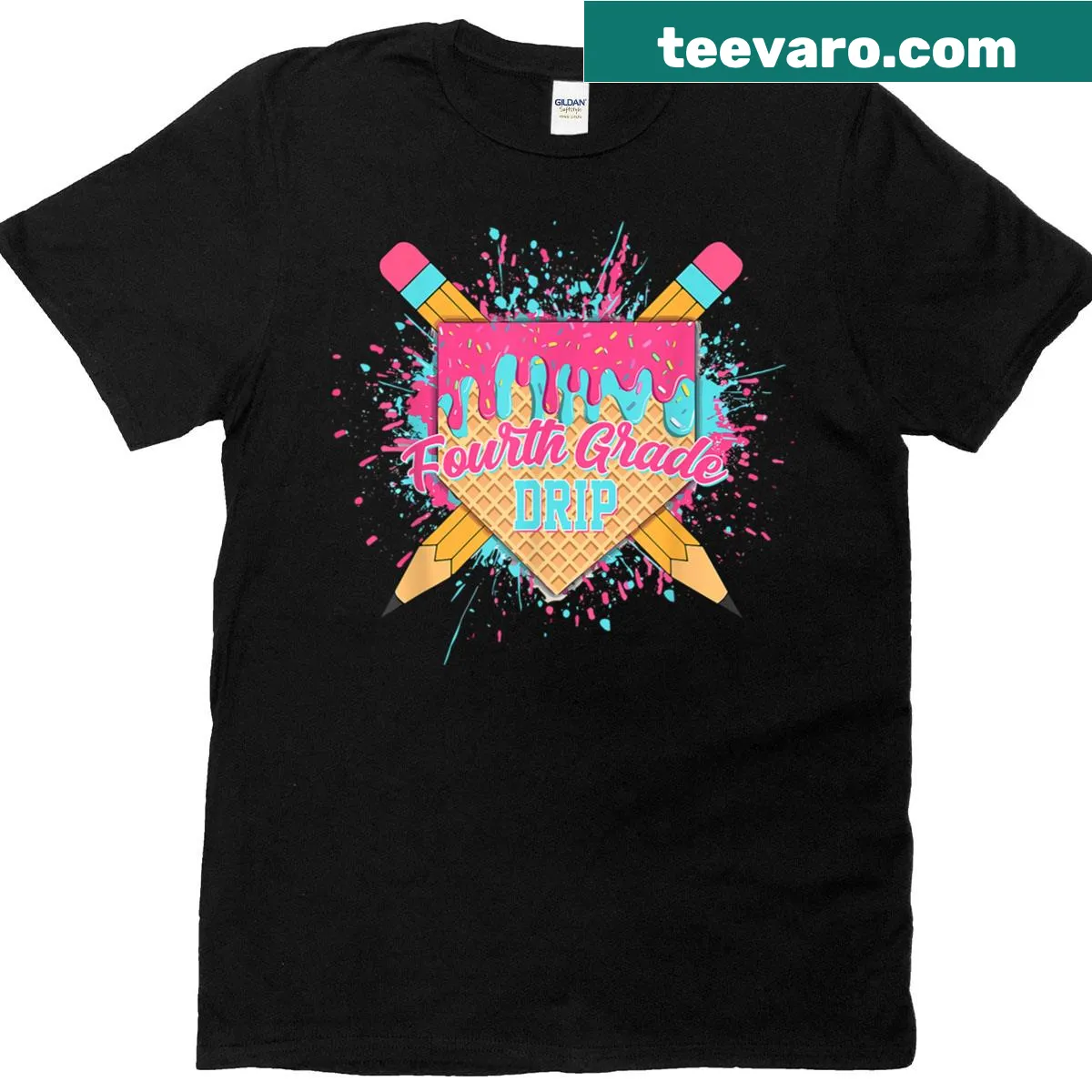 Cartoon T-shirt with baseball and ice cream theme — on a men's t-shirt