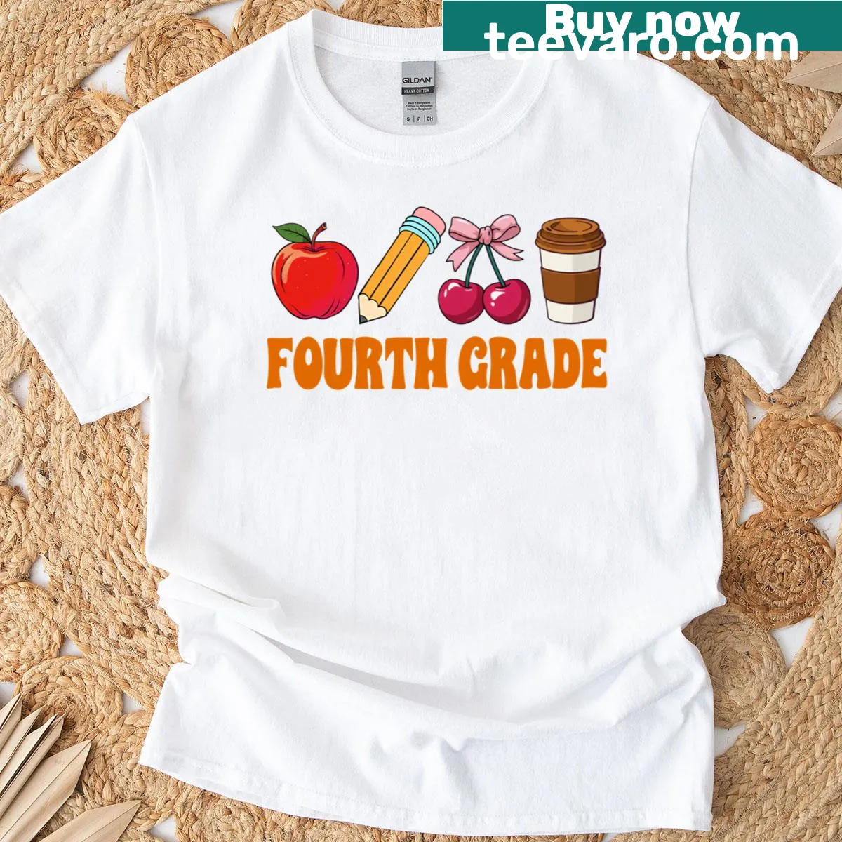 Fourth Grade Teacher coffee lover graphic t-shirt — on a men's t-shirt