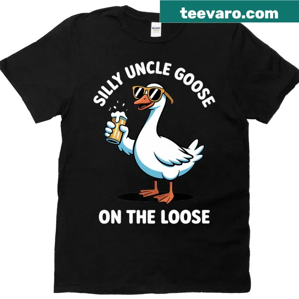 Funny Uncle Goose t-shirt featuring a humorous cartoon goose graphic