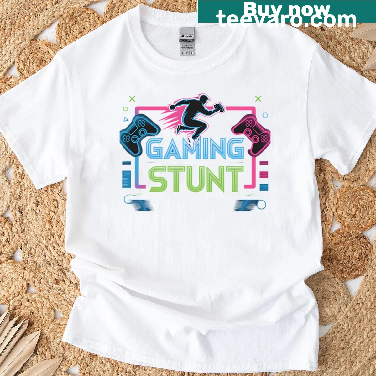 Bold Gamingstunt Neon T-shirt with electrifying graphic — on a men's t-shirt