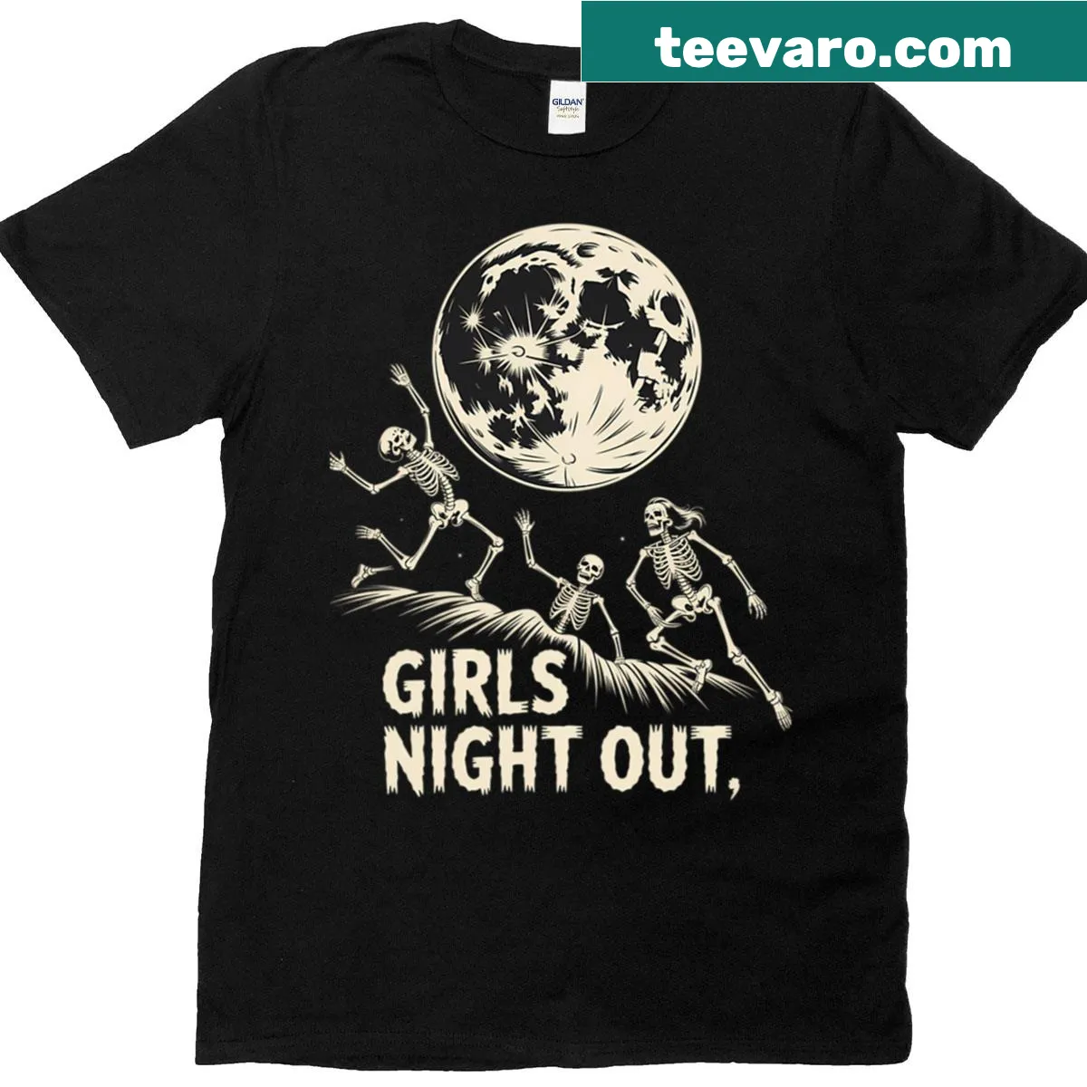 Gothic themed tee with a moon and witchy graphics. — on a men's t-shirt