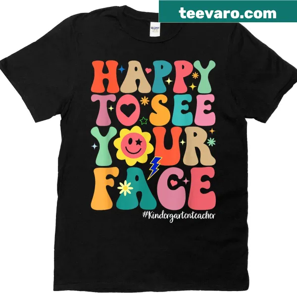 Kindergarten teacher t-shirt with a cheerful hand-lettered welcome message.