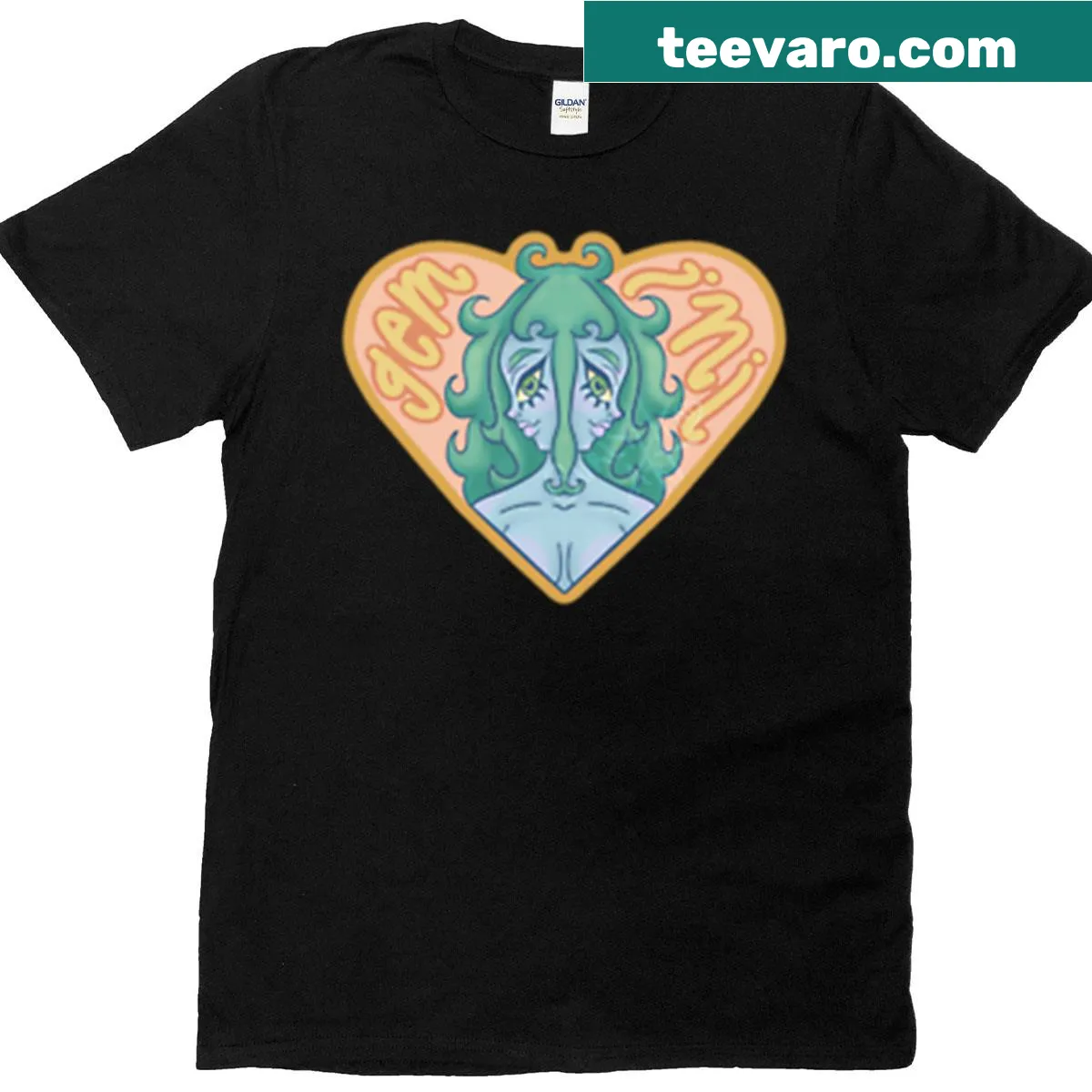 Gemini-themed t-shirt featuring the phrase 'Heart Of A Gemini' in bold lettering. — on a men's t-shirt