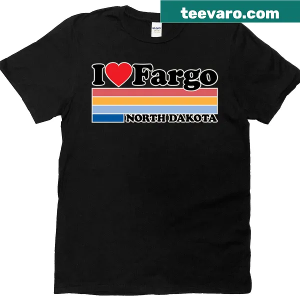 Charming t-shirt expressing love for Fargo with whimsical illustrations.
