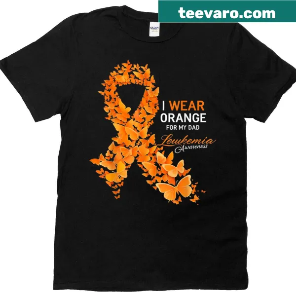 Supportive leukemia awareness t-shirt with an orange theme for dad