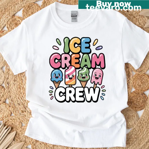 Cute ice cream design T-shirt for kids celebrating summer
