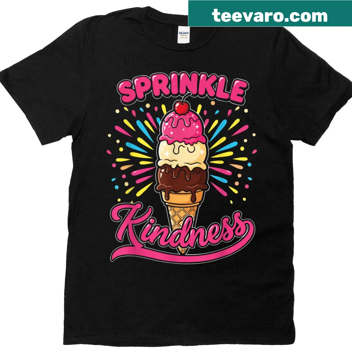 Positive t-shirt with ice cream theme promoting kindness — on a men's t-shirt