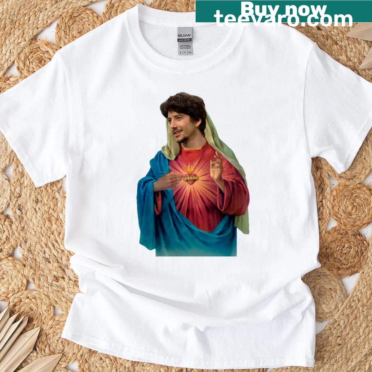 T-shirt features an illustrative design of the Immaculate Heart — on a men's t-shirt