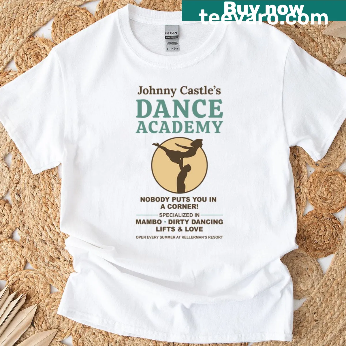 Vintage poster T-shirt featuring Dirty Dancing and Johnny Castles — on a men's t-shirt