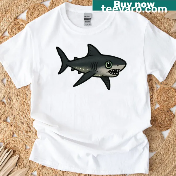 Realistic t-shirt showcasing a bioluminescent lantern shark design