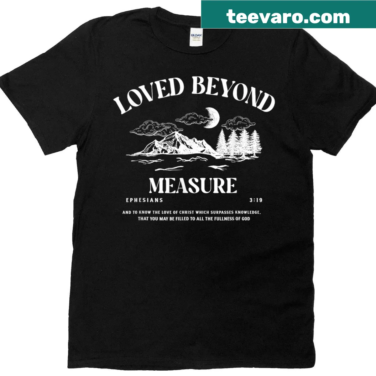 Ephesians 3:19 Bible verse T-shirt about love — on a men's t-shirt