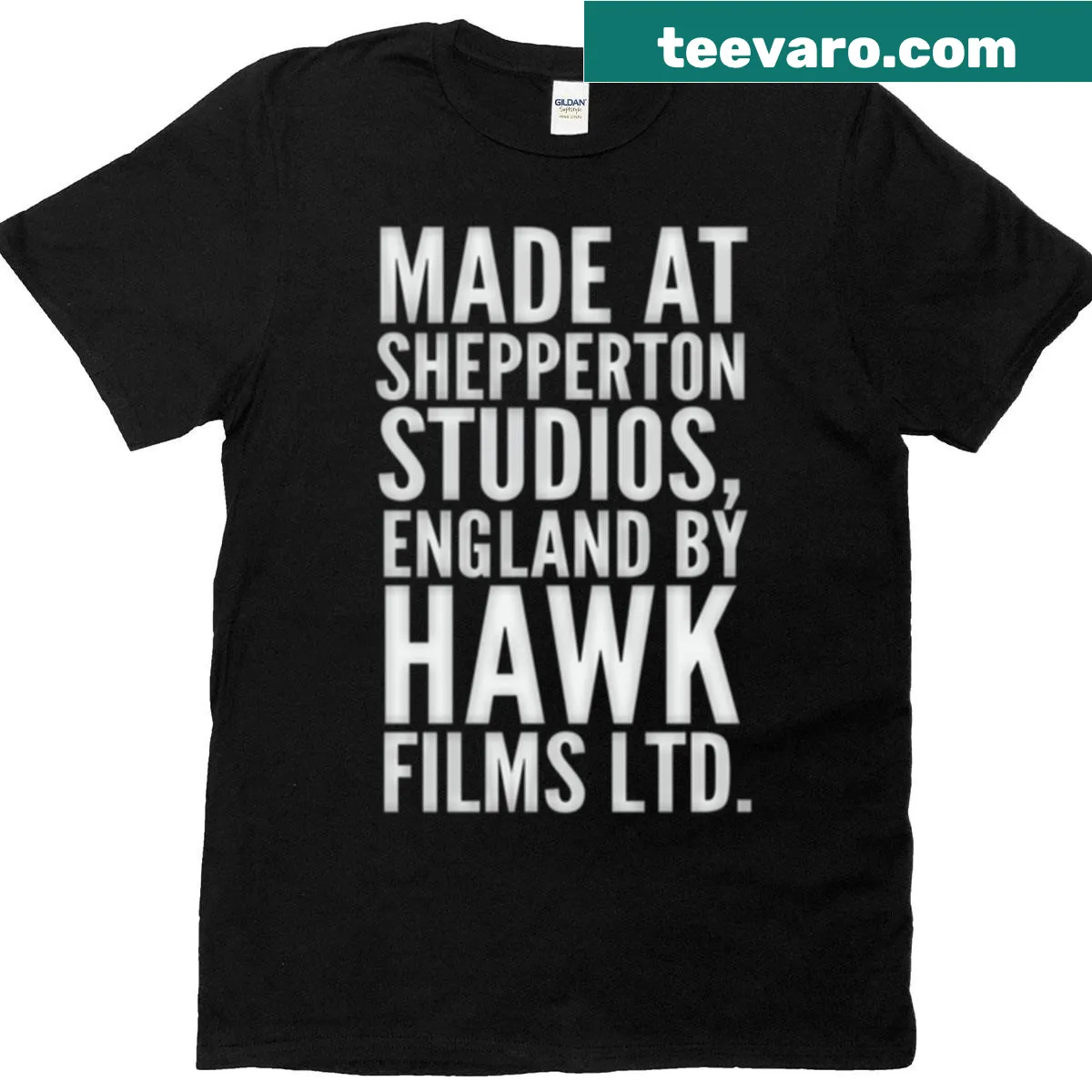 T-shirt featuring 'Made At Shepperton Studios' text for film enthusiasts — on a men's t-shirt