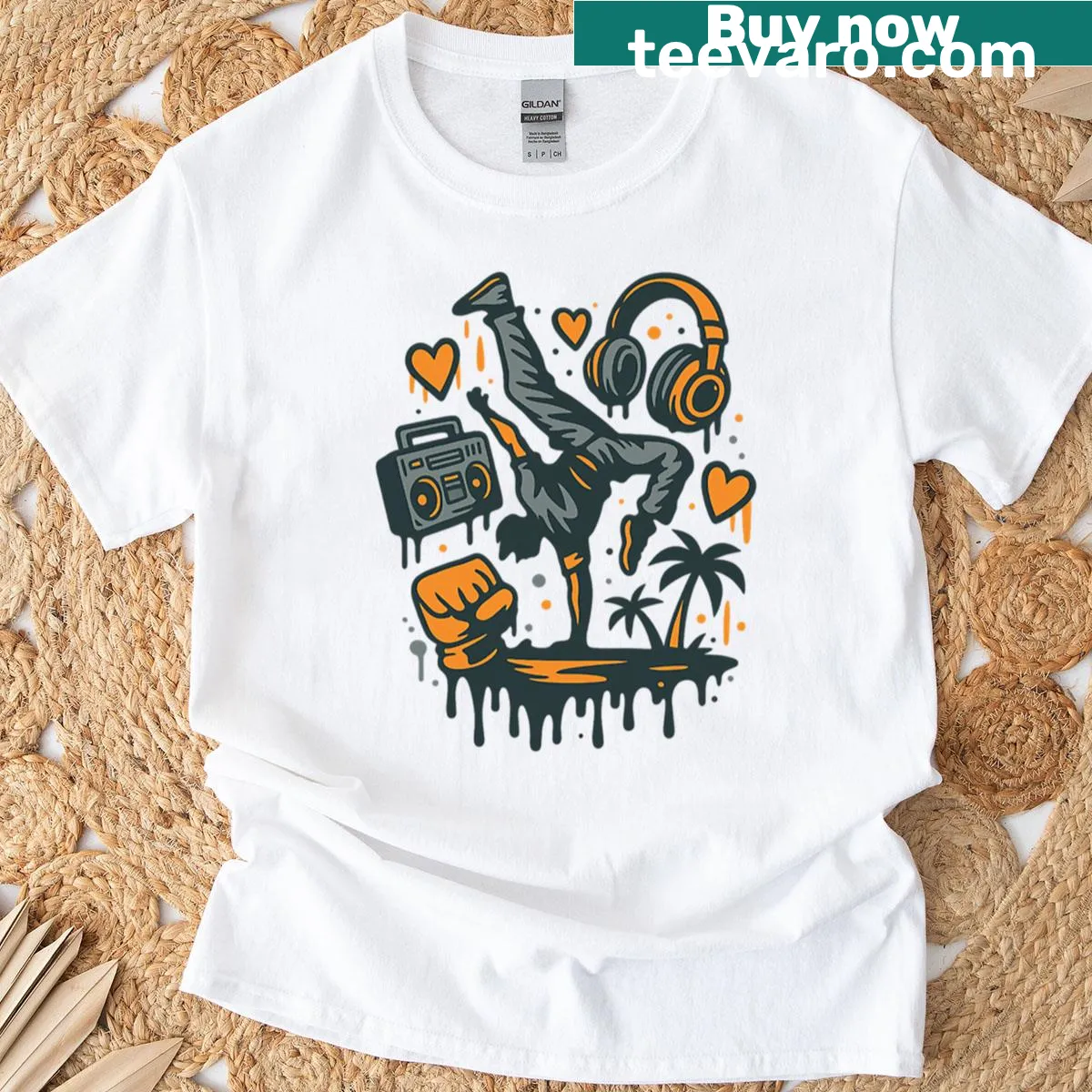 Urban drip art T-shirt featuring a melting graffiti design — on a men's t-shirt
