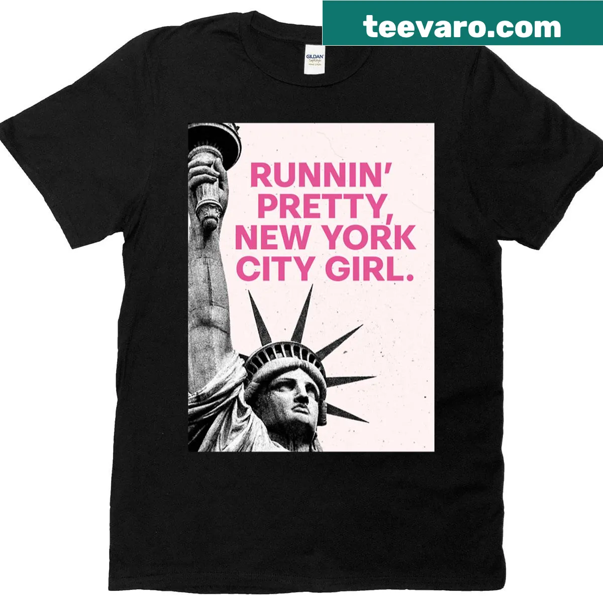 T-shirt with 'Native New Yorker - Pretty Girl' text — on a men's t-shirt
