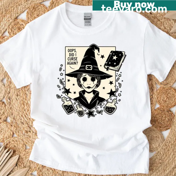 Cute witch t-shirt with cartoon design