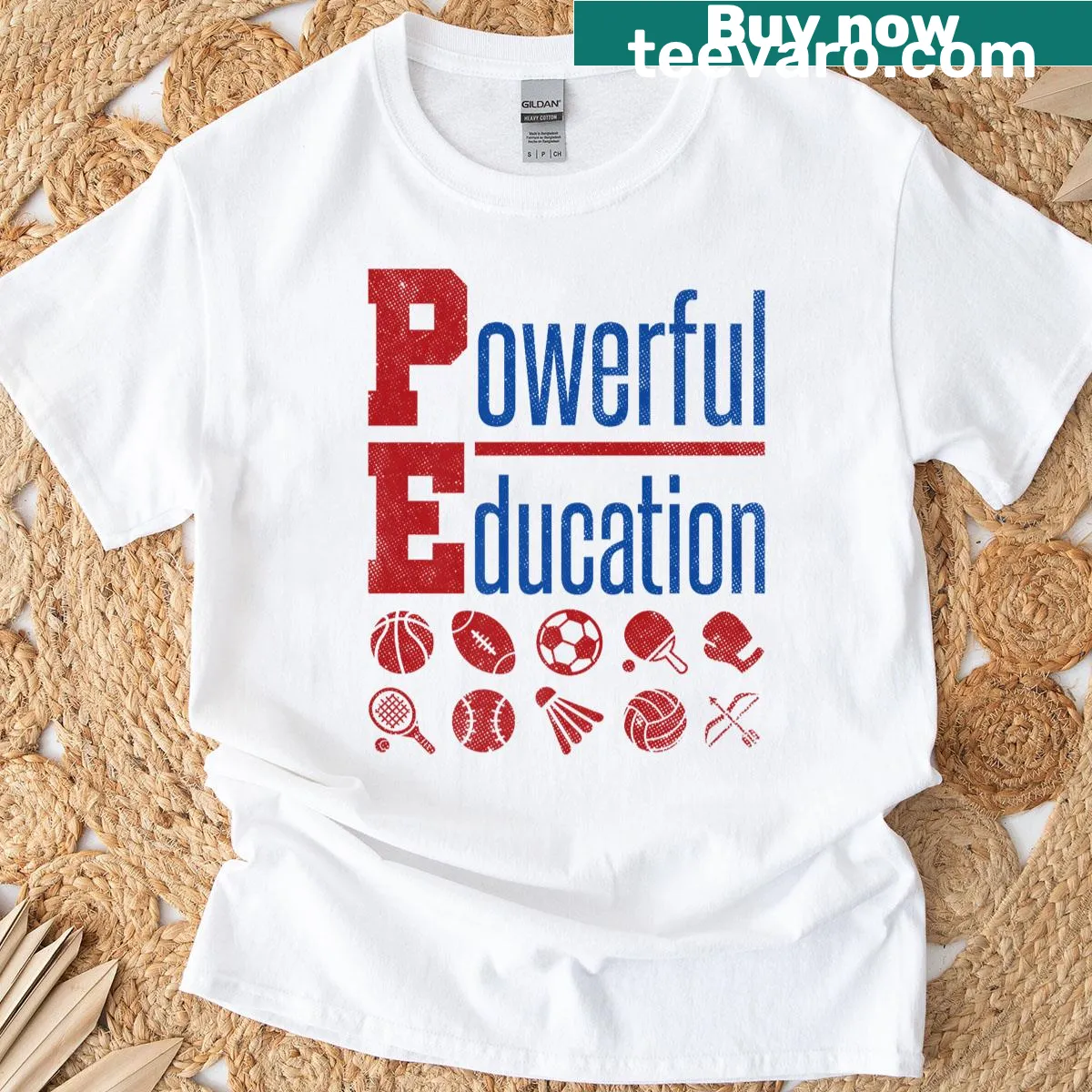 Motivational T-shirt for PE teachers with inspiring text design — on a men's t-shirt